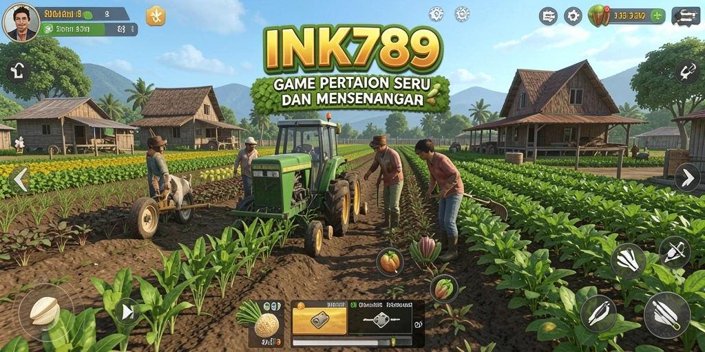 Tampilan gameplay INK789 dengan berbagai aktivitas pertanian seru.