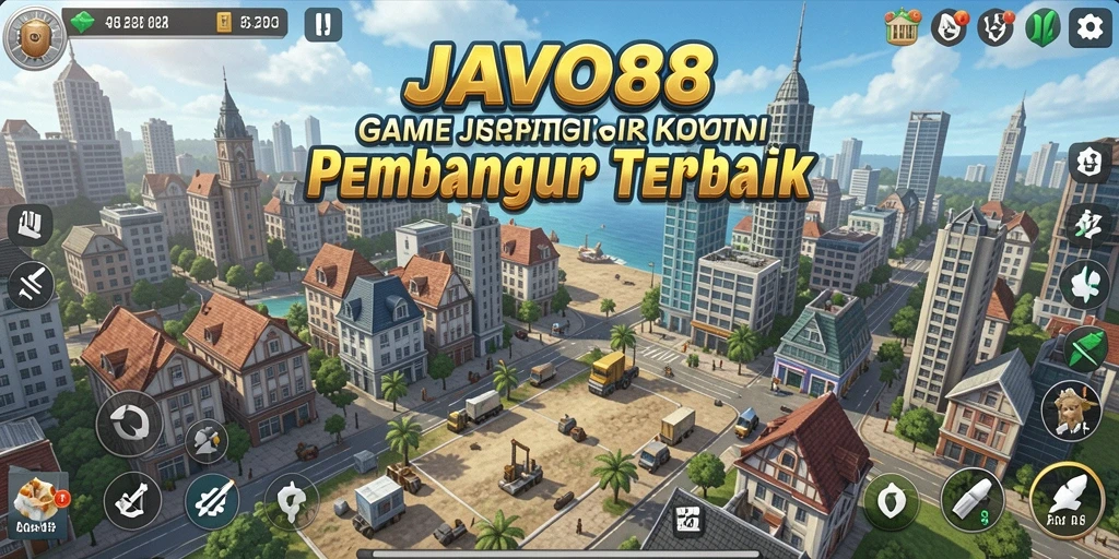 Screenshot gameplay JAVO88 menunjukkan pembangunan kota yang strategis.