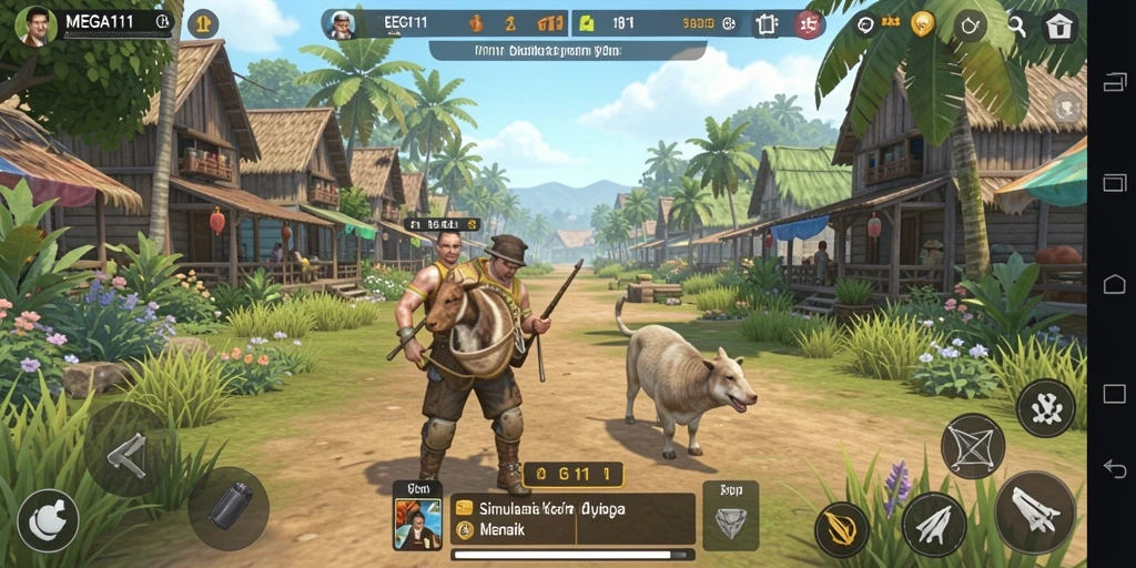 Tangkapan layar utama MEGA111 menunjukkan gameplay simulasi yang menarik.