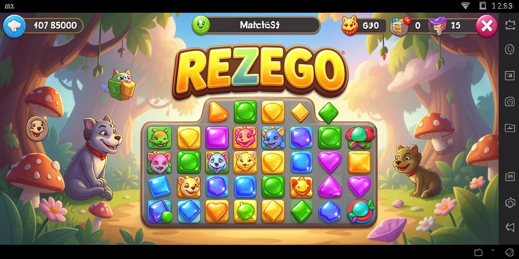 Tampilan gameplay seru dalam permainan Match-3 REZEGO.